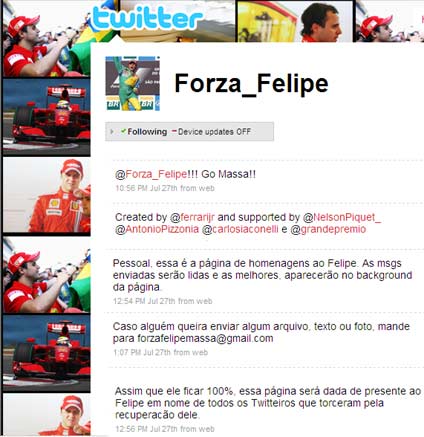 No Twitter, procure por @Forza_Felipe